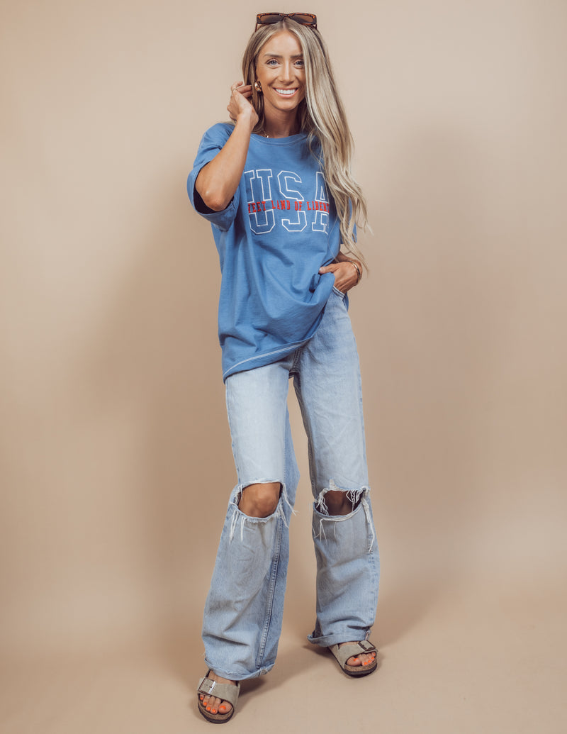 Embroidered USA Tee