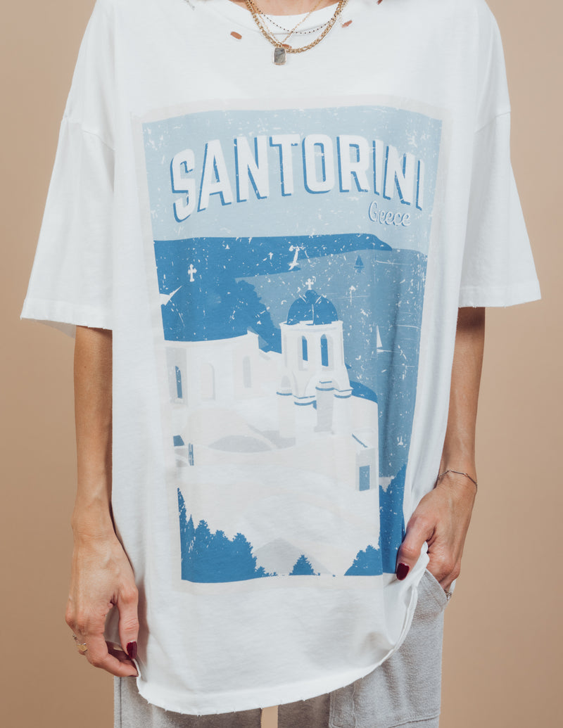 Santorini Oversized Distressed Graphic Tee