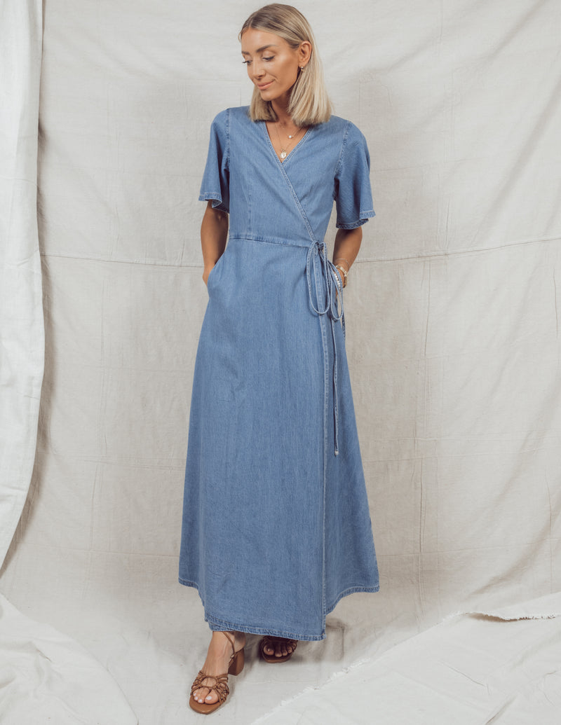 Sela Denim Wrap Dress