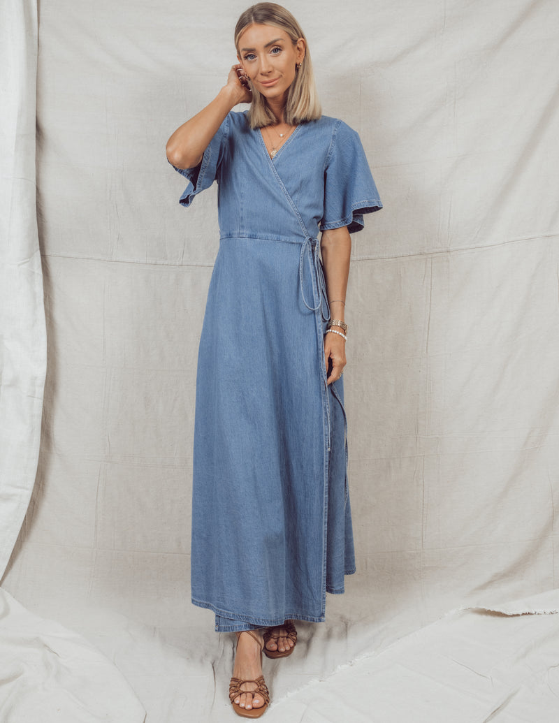 Sela Denim Wrap Dress