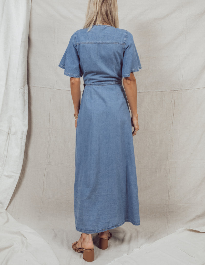 Sela Denim Wrap Dress