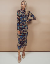 Diana Printed Mesh Midi Dress