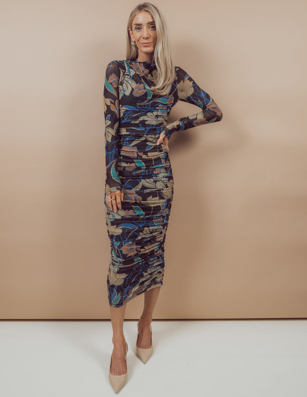 Diana Printed Mesh Midi Dress