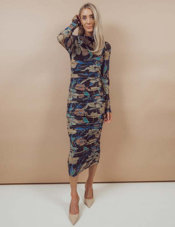 Diana Printed Mesh Midi Dress