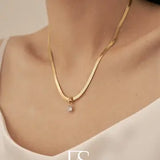 Gold Snake Herringbone Pendant Necklace