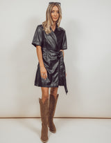 Salem Faux Leather Wrap Dress