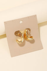 Wide Metallic Huggie Hoop Earrings