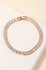 Rhinestone Square & Bar Chain Bracelet