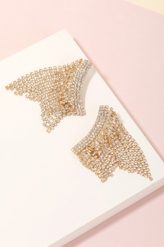 Rhinestone Tassel Fringe Earrings