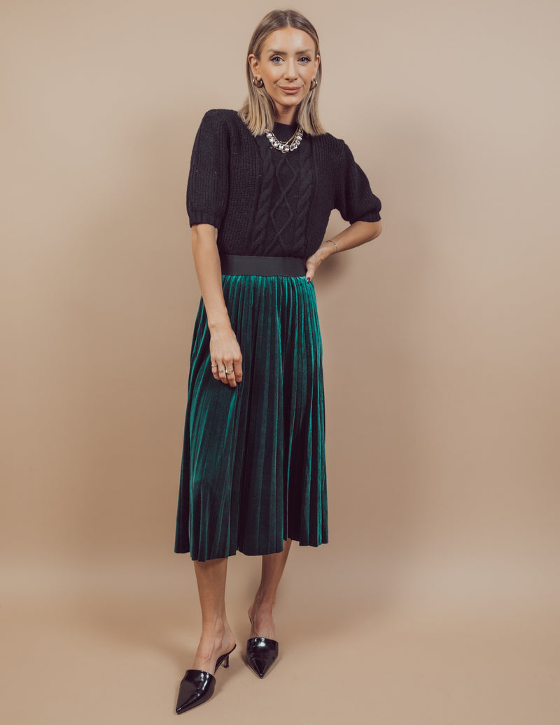 Karyme Velvet Pleated Skirt