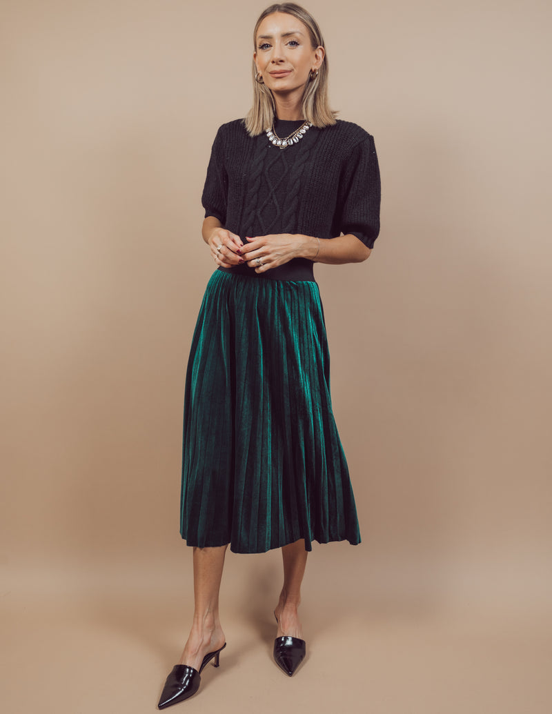 Karyme Velvet Pleated Skirt