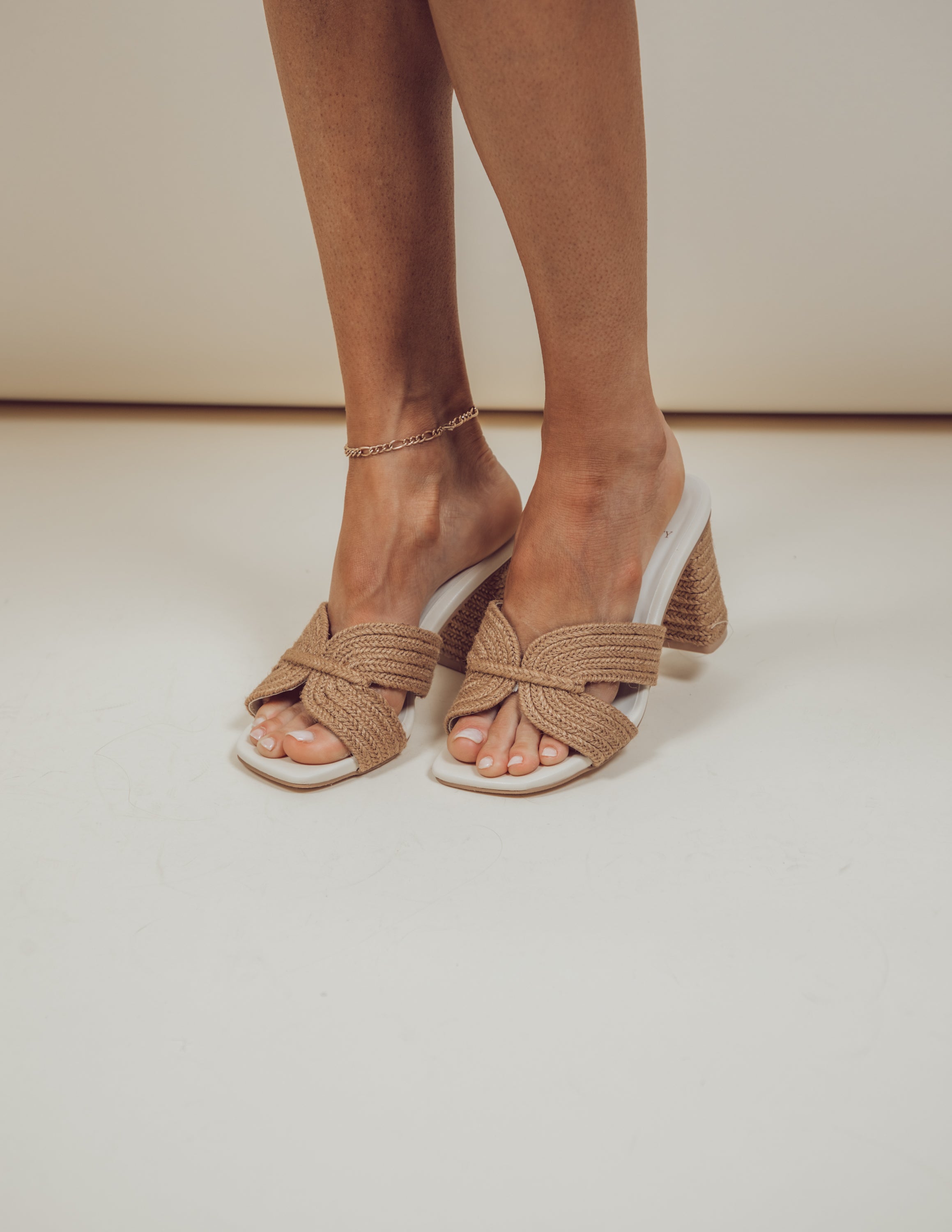 Santiago Raffia Heels