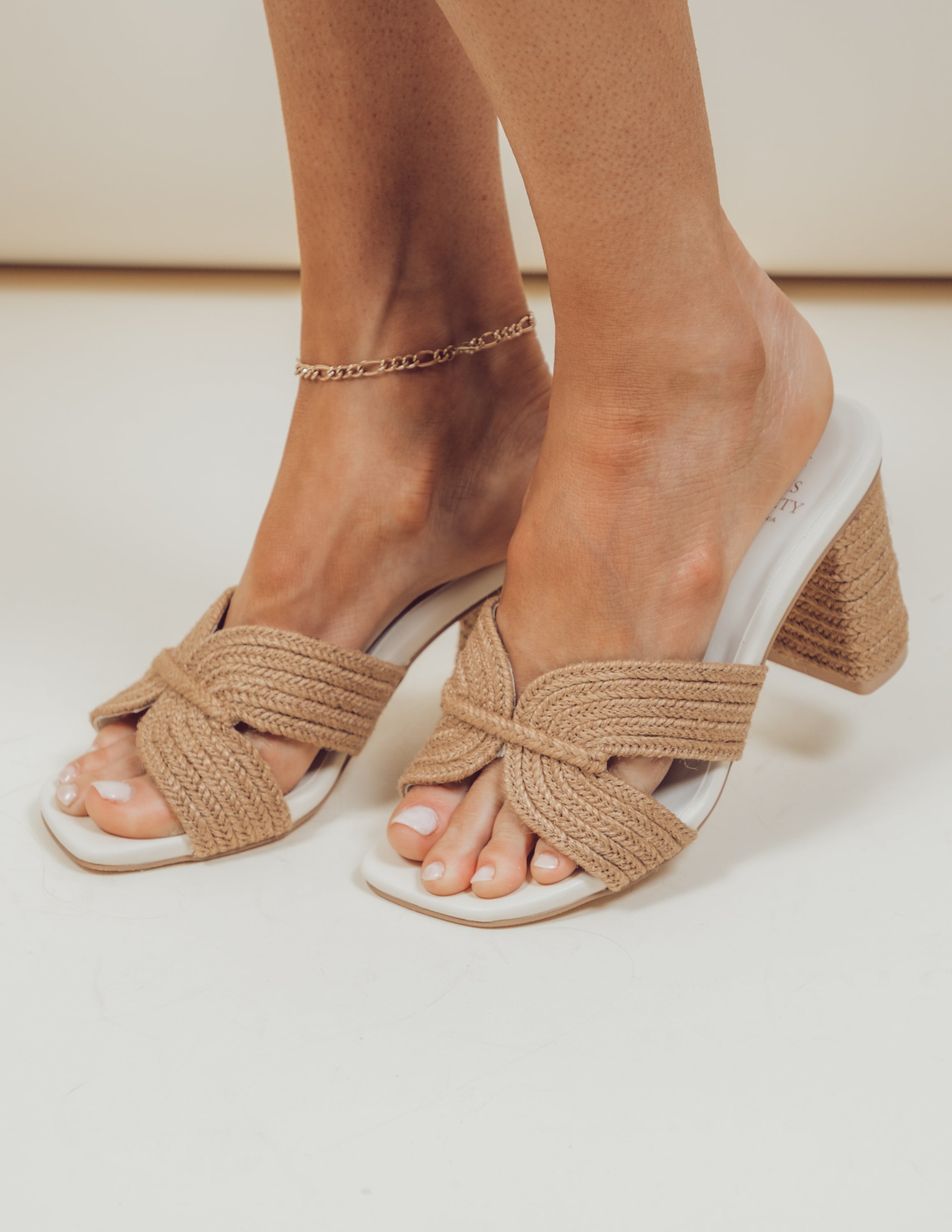 Santiago Raffia Heels