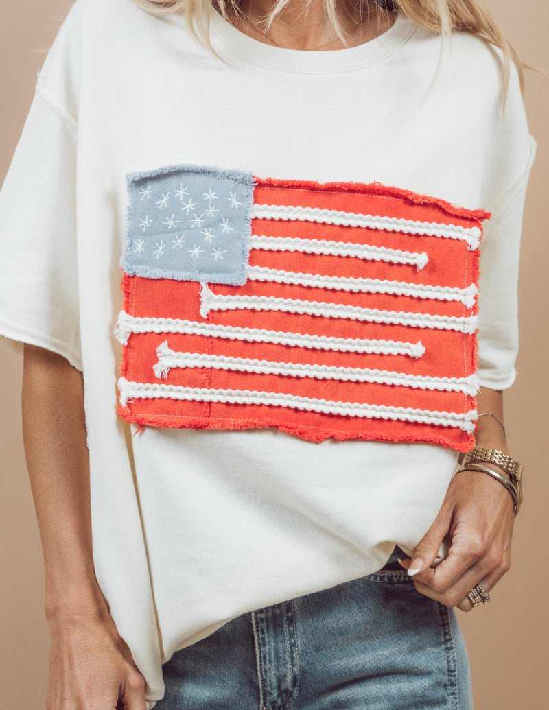 Embroidered USA Flag Top