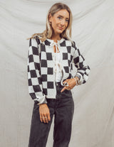 Lyon Checkered Cardigan