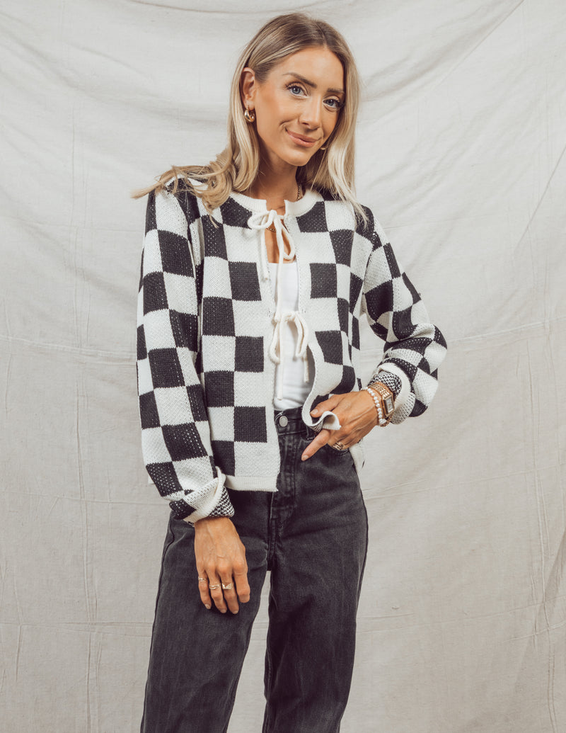 Lyon Checkered Cardigan