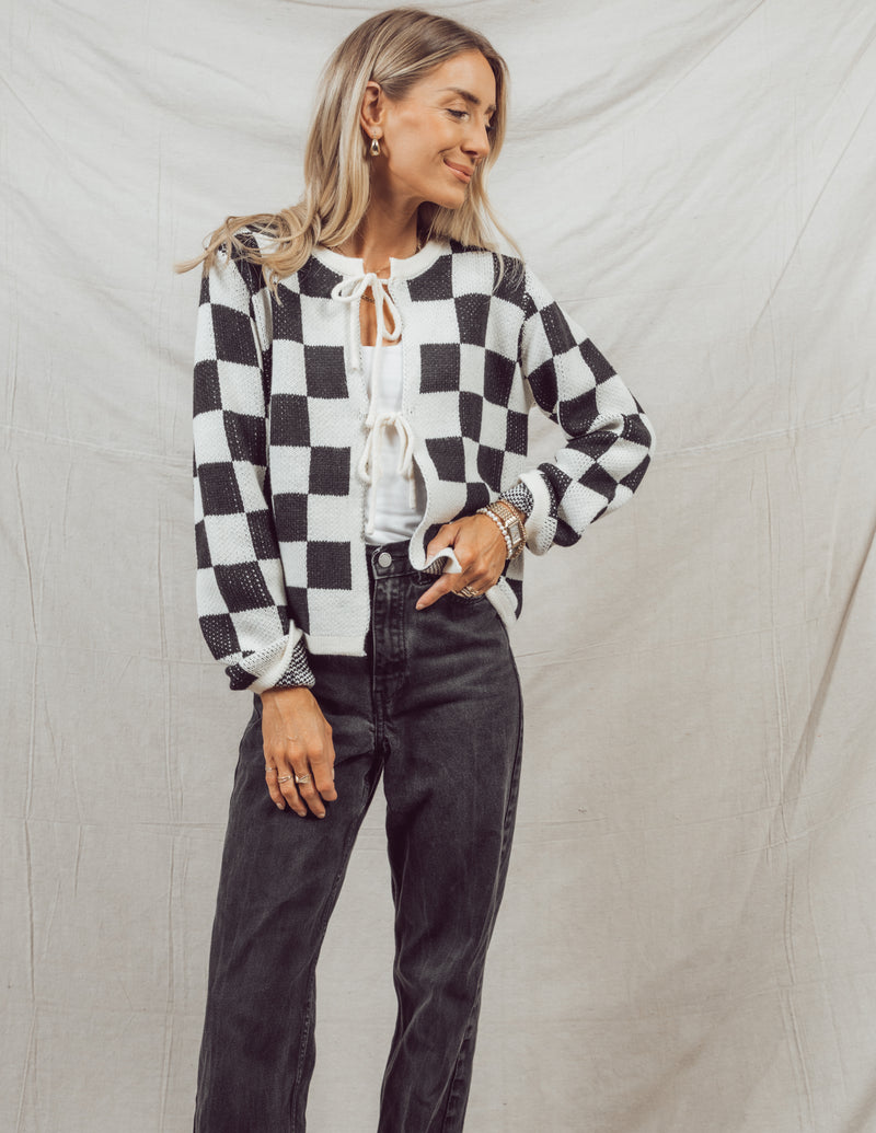 Lyon Checkered Cardigan