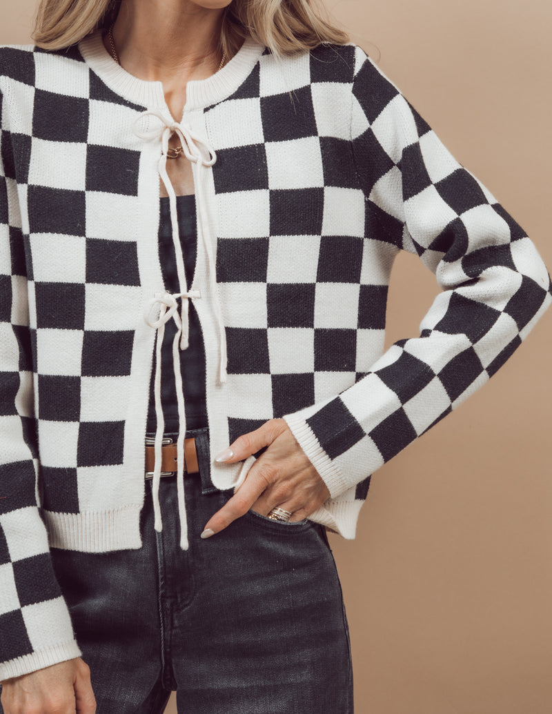 Velona Checkered Cardigan