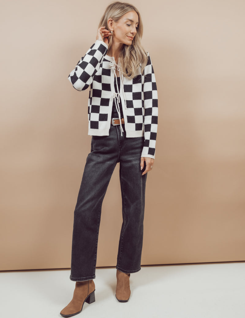 Velona Checkered Cardigan