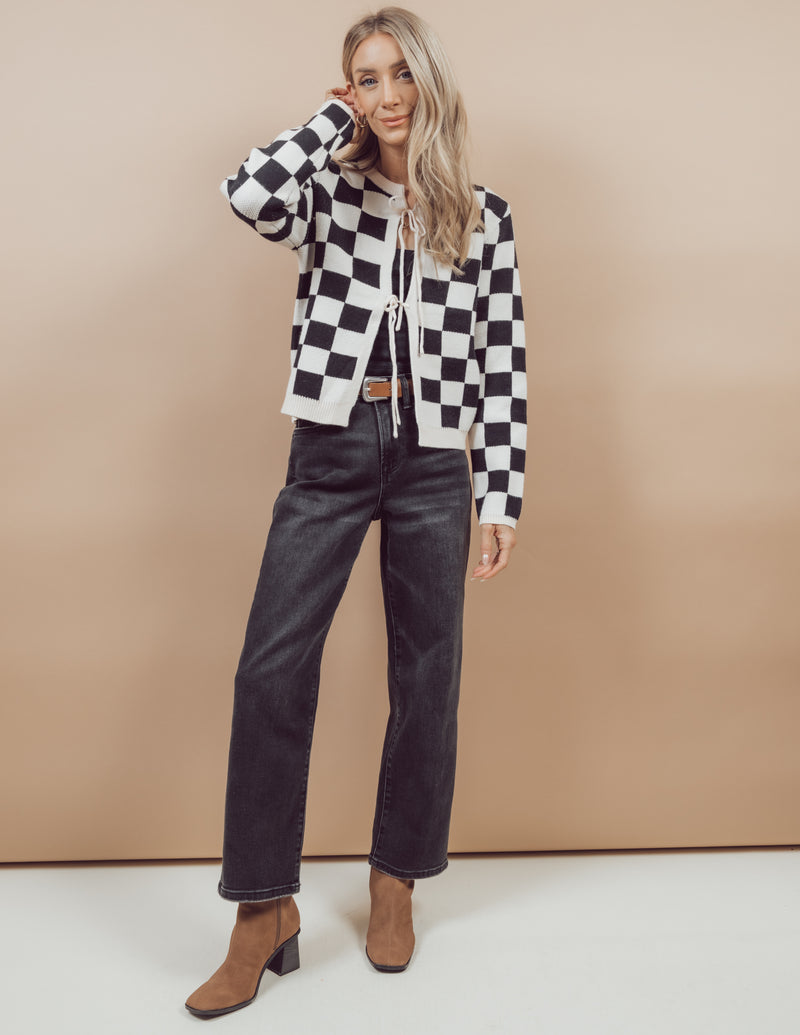 Velona Checkered Cardigan