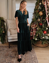 Michele Velvet Tiered Dress